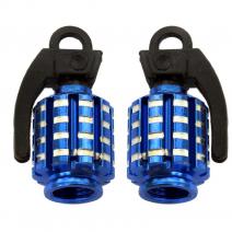 Tapa Valvula Aluminio Granada Azul Par