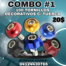 Combo 100 Tornillos Decorativos con Tuerca